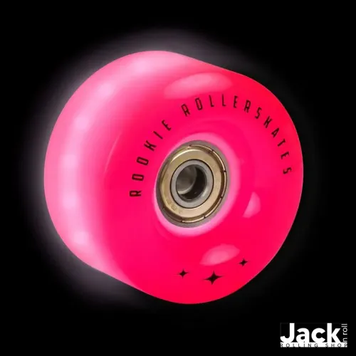 ROUES LUMINEUSES ROOKIE 58MM + ROULEMENTS - Rose transparent